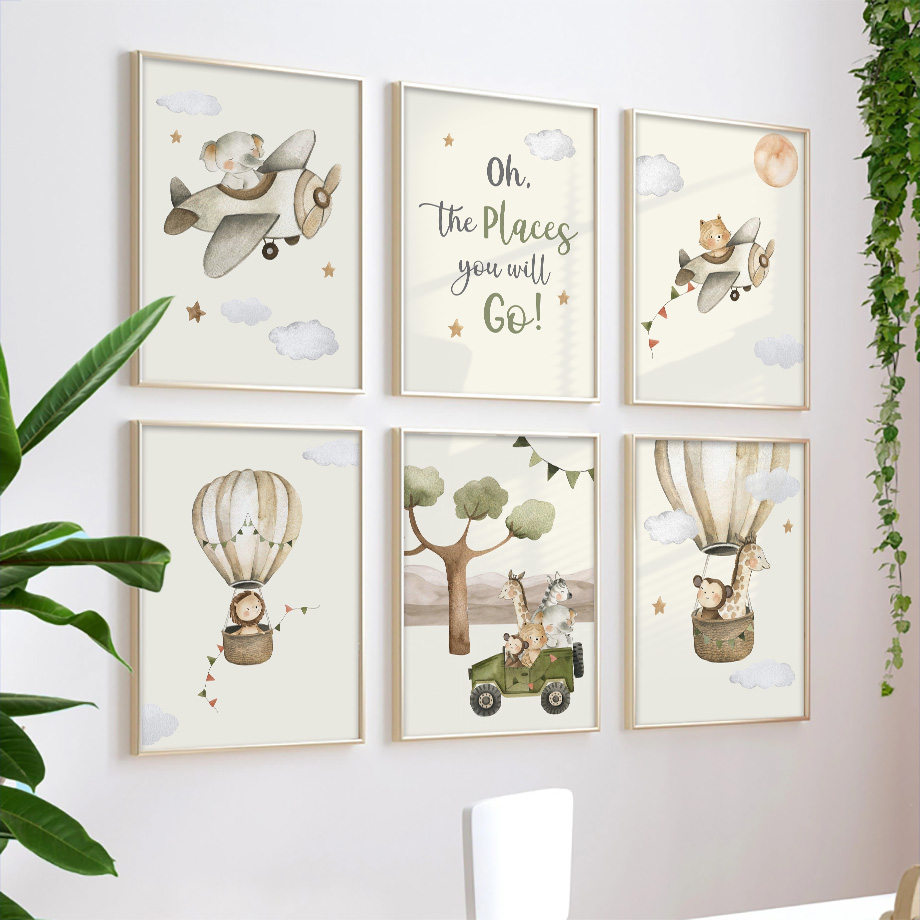 Baby Nursery Giraffe - Lion Giraffe Monkey Balloon Aircraft Car