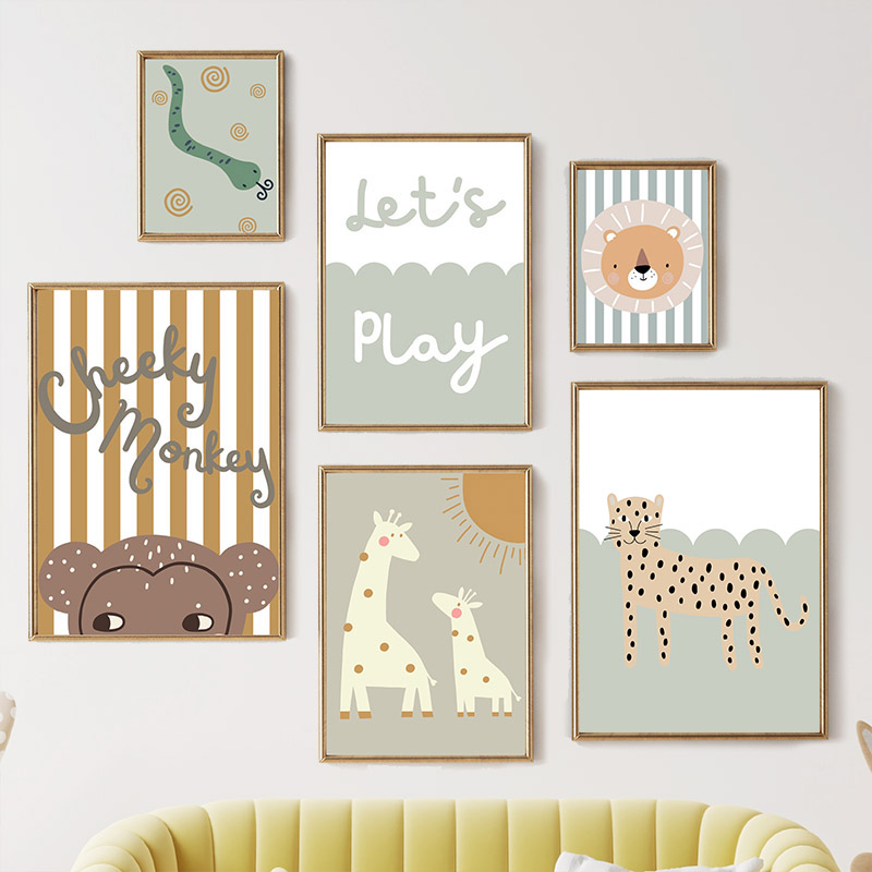 Baby Nursery Giraffe - Cartoon Giraffe Leopard Lion Monkey Snake