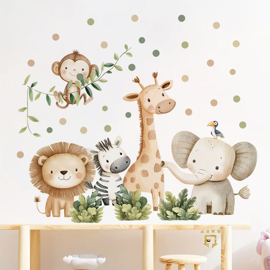 Boho Forest Animals Wall Stick - Baby Nursery Giraffe 评论和价格