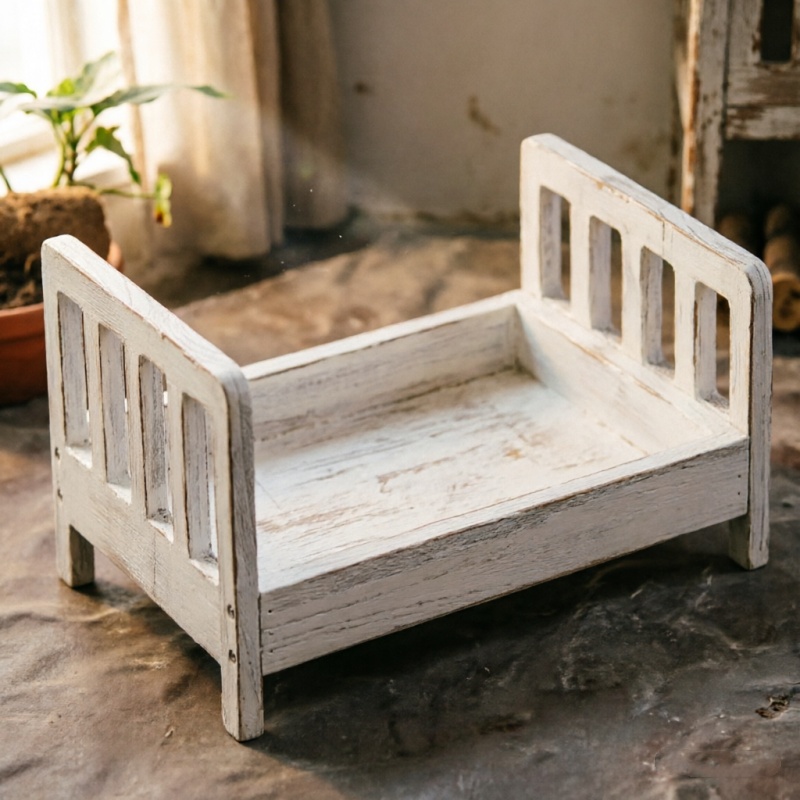 Infant Posing Sofa Retro Wood  - Baby Nursery Bed 评论和价格