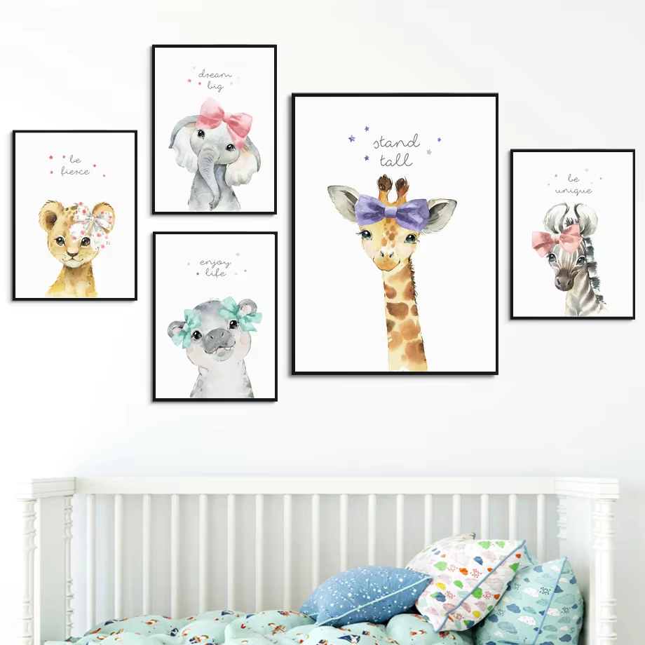 Lion Zebra Giraffe Elephant Hi - Baby Nursery Giraffe 评论和价格