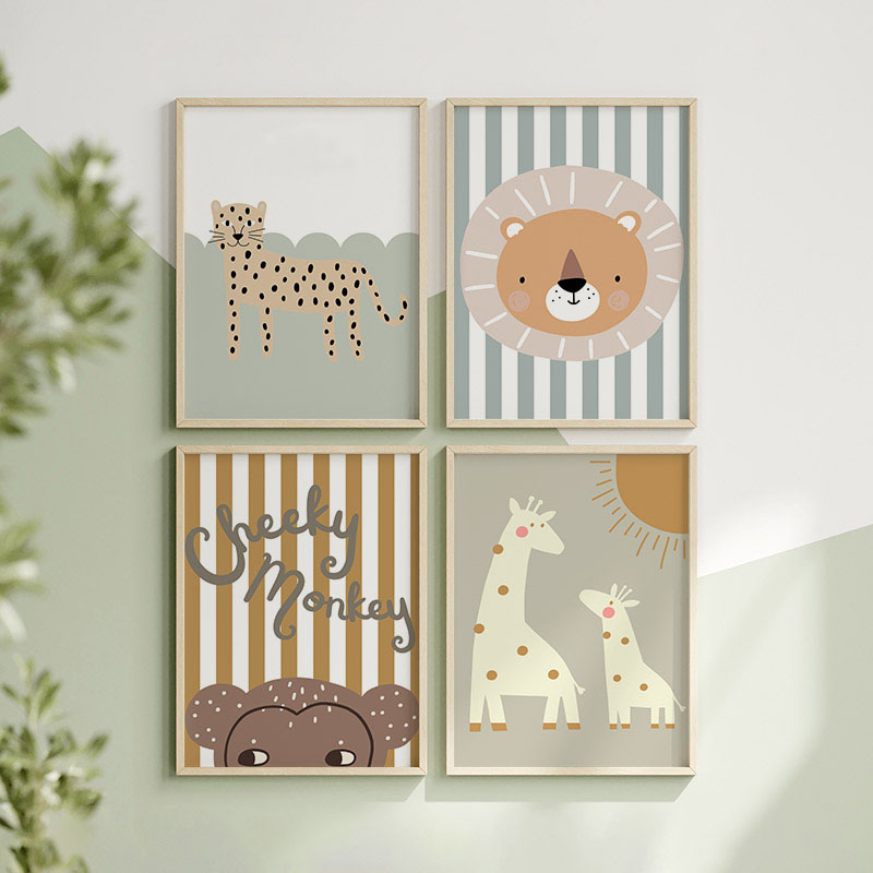 Cartoon Giraffe Leopard Lion M - Baby Nursery Giraffe 评论和价格