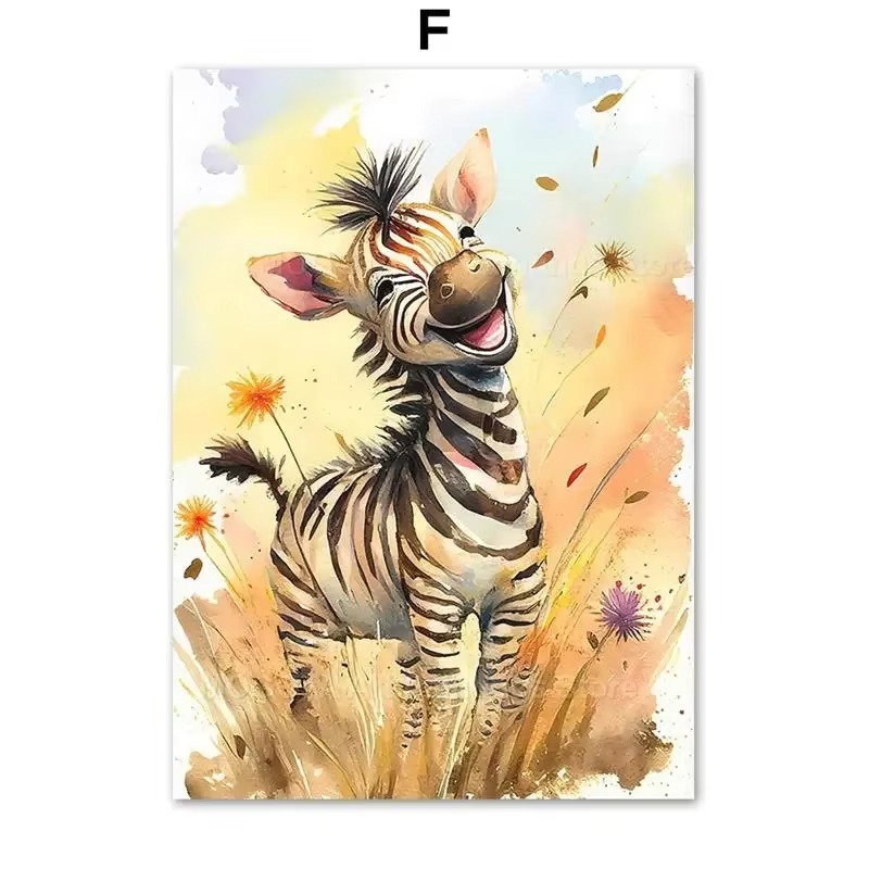Watercolor Lion Giraffe Tiger  - Baby Nursery Giraffe 评论和价格